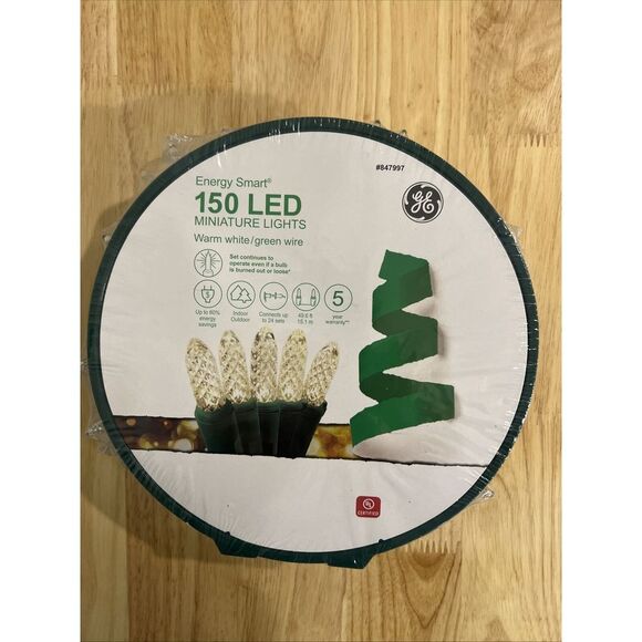 GE Energy Smart 150 Ct 49.6 ft Warm White MIniature LED‎ Christmas String Light - Picture 1 of 2